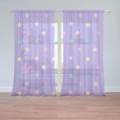 Sablio Záclony Hvězdy na fialové: 2ks 150x250cm – Zboží Mobilmania