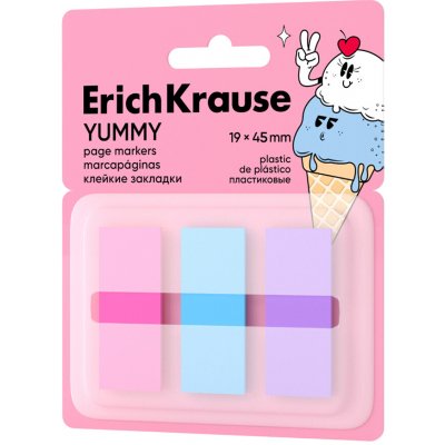 Záložky samolepicí plastové v zásobníku 19 mm x 45 mm, ErichKrause Yummy 3 x 20l – Hledejceny.cz