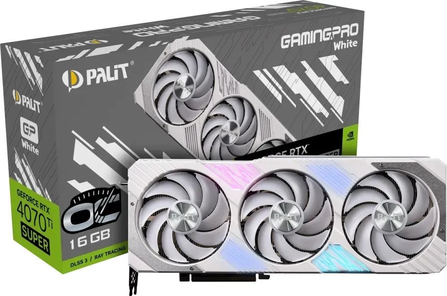 Palit GeForce RTX 4070 Ti Super GamingPro White OC 16GB GDDR6X NED47TST19T2-1043W