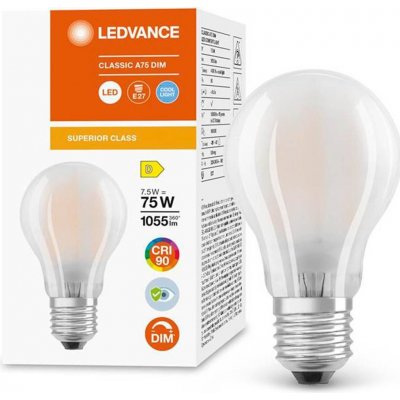 Ledvance LED žárovka LED E27 A60 7,5W = 75W 1055lm 4000K Neutrální bílá 300° CRI90 Filament Mléčná Stmívatelná Superior