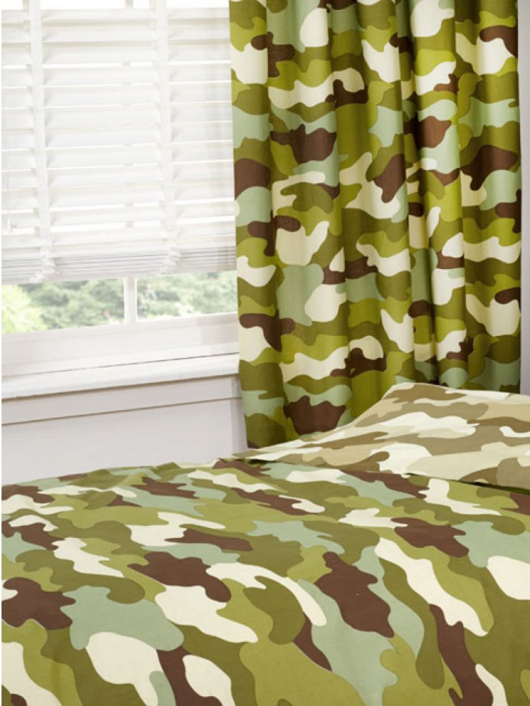 Army Camouflage zelené závěsy do dětského pokoje 168x183cm | Srovnanicen.cz