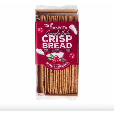 Danvita Křehké pšeničné granola plátky s kokosem, brusinkami a chia semínky 130 g – Zboží Dáma