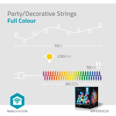 SmartLife Nedis LED Wi-Fi RGB 20 LED 10 m Android IOS WIFILP03C20 – Hledejceny.cz