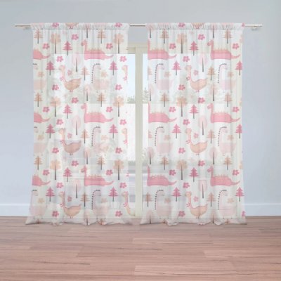 Sablio Záclony Růžoví dinosauři: 2ks 150x250cm – Hledejceny.cz