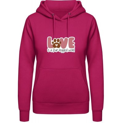 AWDis Hoodie mikina Design s tématem Pes a Láska Svůdná růžová – Sleviste.cz