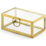 Krabička na prstýnky skleněná se zlatým rámem 9 x 5.5 x 4cm – Zboží Mobilmania