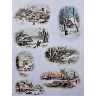Itd. Collection Rýžový papír Zasněžené zimní domečky A4 – Sleviste.cz