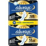 Always Hygienické Vložky Ultra Secure Night Extra Velikost 5 Křidélka 10 ks – Zboží Dáma