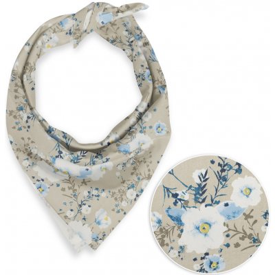 Biante bavlněný šátek Sandra SA-552 Modré pnoucí květy na béžovém – Zboží Mobilmania