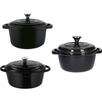 SILVERCREST Sada litinových hrnců 22 cm 28 cm a litinového pekáče, 29 cm / 4,7 l, černá, 3dílná – Zboží Mobilmania