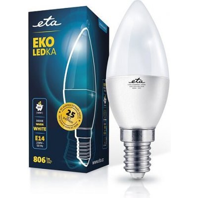 ETA žárovka LED EKO LEDka svíčka 8W, E14, teplá bílá