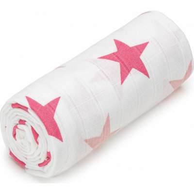 T-tomi Velká bavlněná TETRA osuška 120 x 120 cm Pink stars / růžové hvězdičky – Zboží Dáma