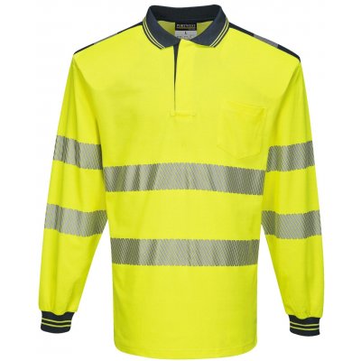 Portwest HI-VIS PW3 T184 Reflexní polokošile dl. rukáv HV žlutá/námořní modrá S – Sleviste.cz