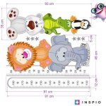 INSPIO Samolepky do dětského pokoje - Dětský metr se zvířátky, velikost 90 x 80 cm, 3598f – Hledejceny.cz