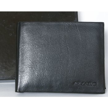kožená peněženka Azzaro z měkké černé pravé kůže s šedým lemem