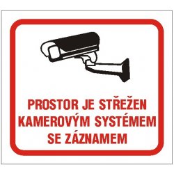 Recenze Prostor je střežen kamerovým systémem se záznamem | Samolepka, 10x9  cm - Heureka.cz