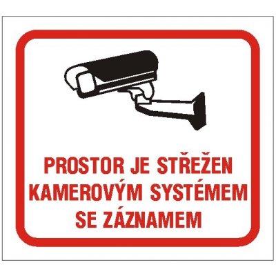 Prostor je střežen kamerovým systémem se záznamem | Samolepka, 10x9 cm – HobbyKompas.cz