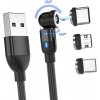 usb kabel Platinium Magnetický nabíjecí a datový kabel otočný 540° 3v1, 2 m, černý, NYL599