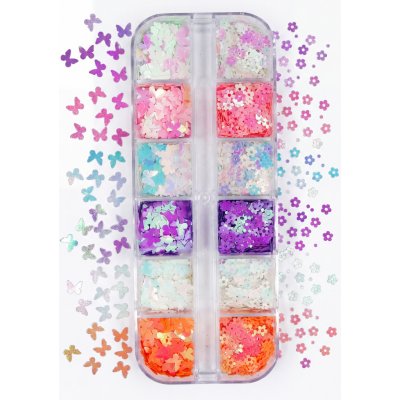 Sada holografických ozdob do pryskyřice motýli a květiny – Zboží Dáma