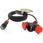 KEL W-01188 Prodlužovací síťový kabel; 3x2,5mm2; Zásuvky: 3; guma; černá; 5m – Zboží Mobilmania