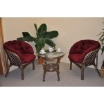 ratanová sedací souprava Bahama hnědá 2+1, polstr MAXI vínový – Hledejceny.cz