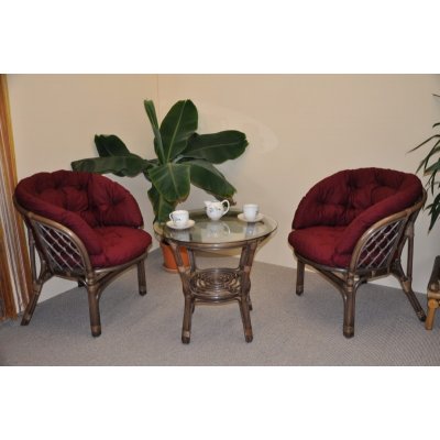 ratanová sedací souprava Bahama hnědá 2+1, polstr MAXI vínový – Hledejceny.cz