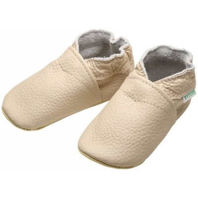 Evtodi kožené capáčky s koženou podrážkou béžové – Zboží Mobilmania