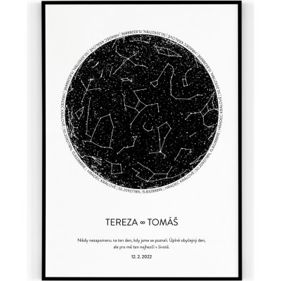 Hvězdná mapa 40 x 50 cm Napnuté plátno na dřevěném rámu – Zboží Dáma