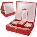 Beautylushh 8891 kufříková šperkovnice se zrcadlem na klíč bordó – Zboží Dáma