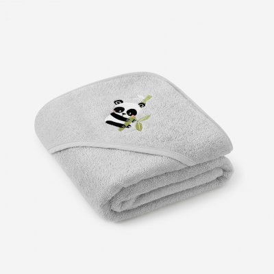 Goldea froté osuška s kapucí panda na světle šedé 100 x 100 cm – Hledejceny.cz