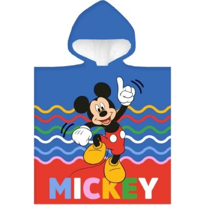 Carbotex Dětské chlapecké plážové pončo osuška s kapucí Mickey Mouse Disney 50 x 110 cm