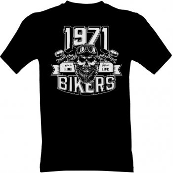 Tričko s potiskem 1971 Biker pánské Černá