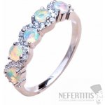 Nefertitis Prsten stříbrný s etiopskými opály a zirkony 020711 ETOP – Zboží Dáma