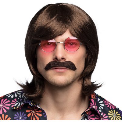 Boland Hnědá paruka s knírem retro – Zboží Mobilmania