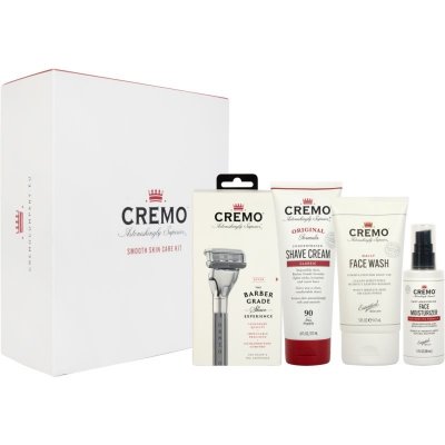 Cremo Smooth Skincare holicí strojek + krém na holení 177 ml + čisticí mýdlo na obličej pro muže 147 ml + obnovující hydratační krém 88 ml dárková sada – Zbozi.Blesk.cz