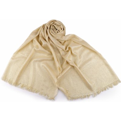 šátek šála pléd s lurexem barva 1 béžová světlá zlatá – Zboží Mobilmania