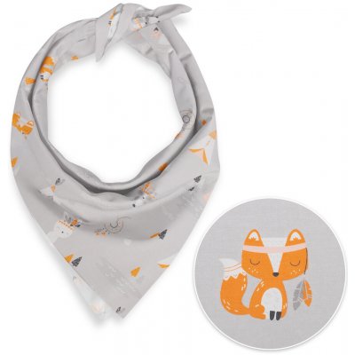 Biante Dětský bavlněný šátek Sandra SA-699 Oranžová zvířátka Indiáni na šedém – Zboží Dáma