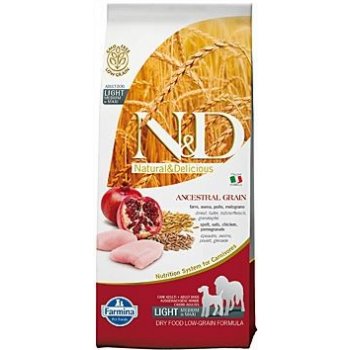 N&D Ancestral Grain Dog Adult Light Medium & Maxi Chicken & Pomegranate 12 kg