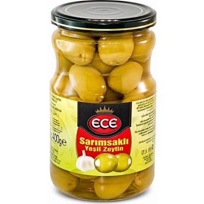 Ece- Sarimsakli Yesil Zeytin olivy plněné česnekem 720 g – Zboží Dáma