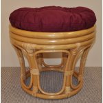 Ratanová taburetka velká medová polstr vínový – Zboží Dáma