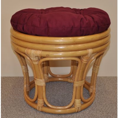 Ratanová taburetka velká medová polstr vínový – Zboží Dáma