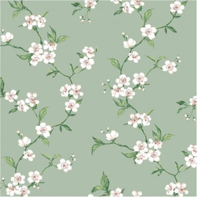 Ubrus PVC MIS572, metráž, šířka 140 cm, třešňové květy na zeleném podkladu, IMPOL TRADE – Hledejceny.cz