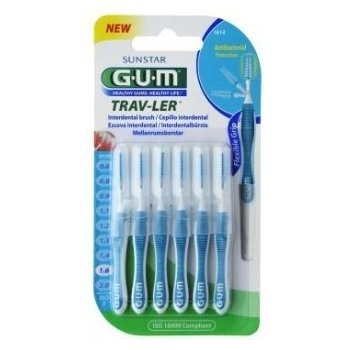 GUM Trav-Ler mezizubní kartáčky s chlorhexidinem kónický 1,6 mm 6 ks blistr