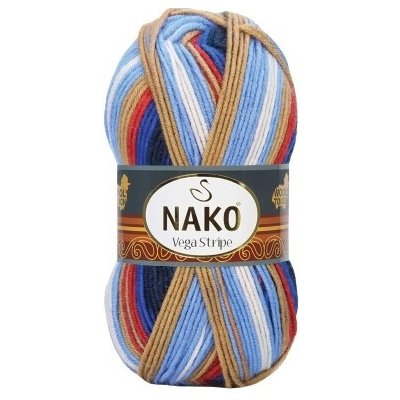 Nako Pletací příze Nako Vega Stripe 82411 - modrá – Zboží Mobilmania