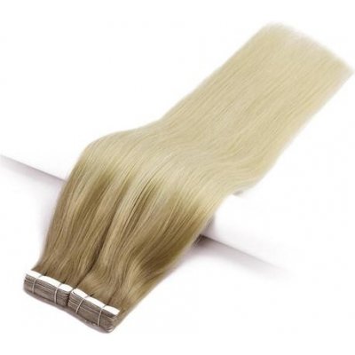 Vlasové PU pásky tape in na prodlužování vlasů 30cm ombré balayage šedá/18/60 šedá / nejsvětlejší hnědá / platina – Zboží Mobilmania