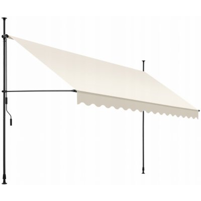 Tectake Upínací markýza s ruční klikou, výškově nastavitelná 400 x 180 cm, béžová – Zboží Mobilmania