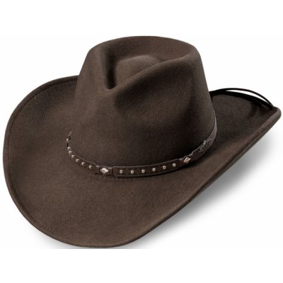 Stars and Stripes Westernový hnědý klobouk s koženým řemínkem Reno – Zboží Dáma