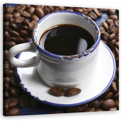 Obraz na plátně, Black Coffee šálek - 30x30 cm – Zbozi.Blesk.cz