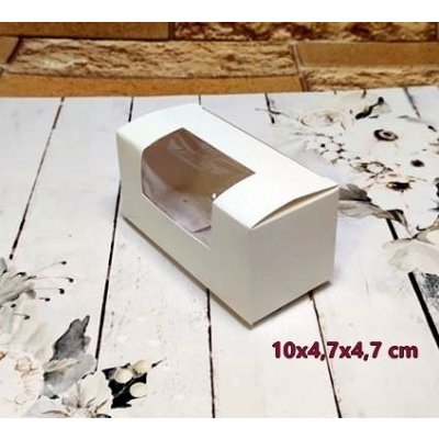 Krabička na makronky malá s průhledným okénkem 10x4,7x4,7 cm – Zboží Mobilmania
