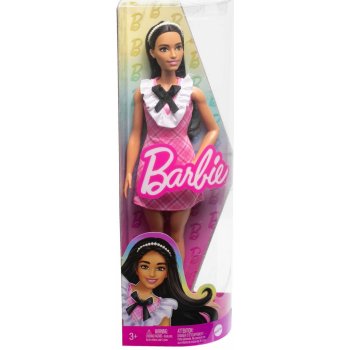 Barbie Modelka růžové kostkované šaty